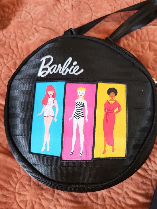 Barbie Handbags - Barbie Black Round Crossbody Bag with Blue, Pink & Yellow Panels